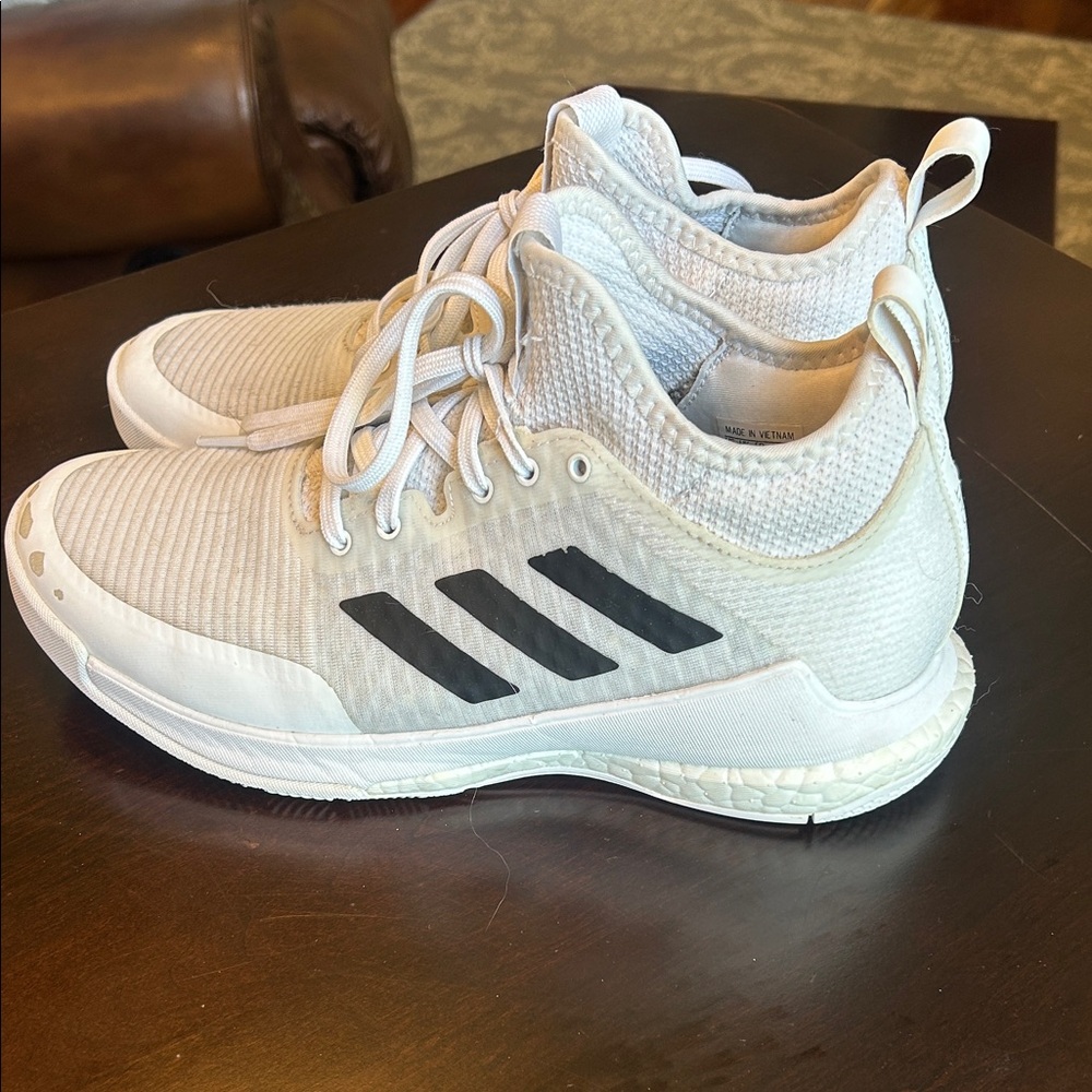 Adidas Womens White and Black Volleyball Shoes